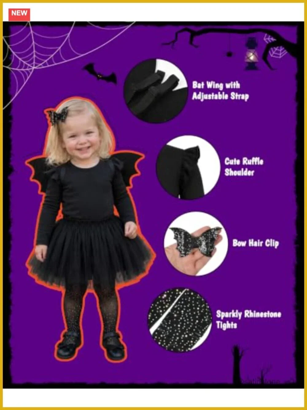 Kids Bat Girl Costume Halloween Tutu Set Toddler